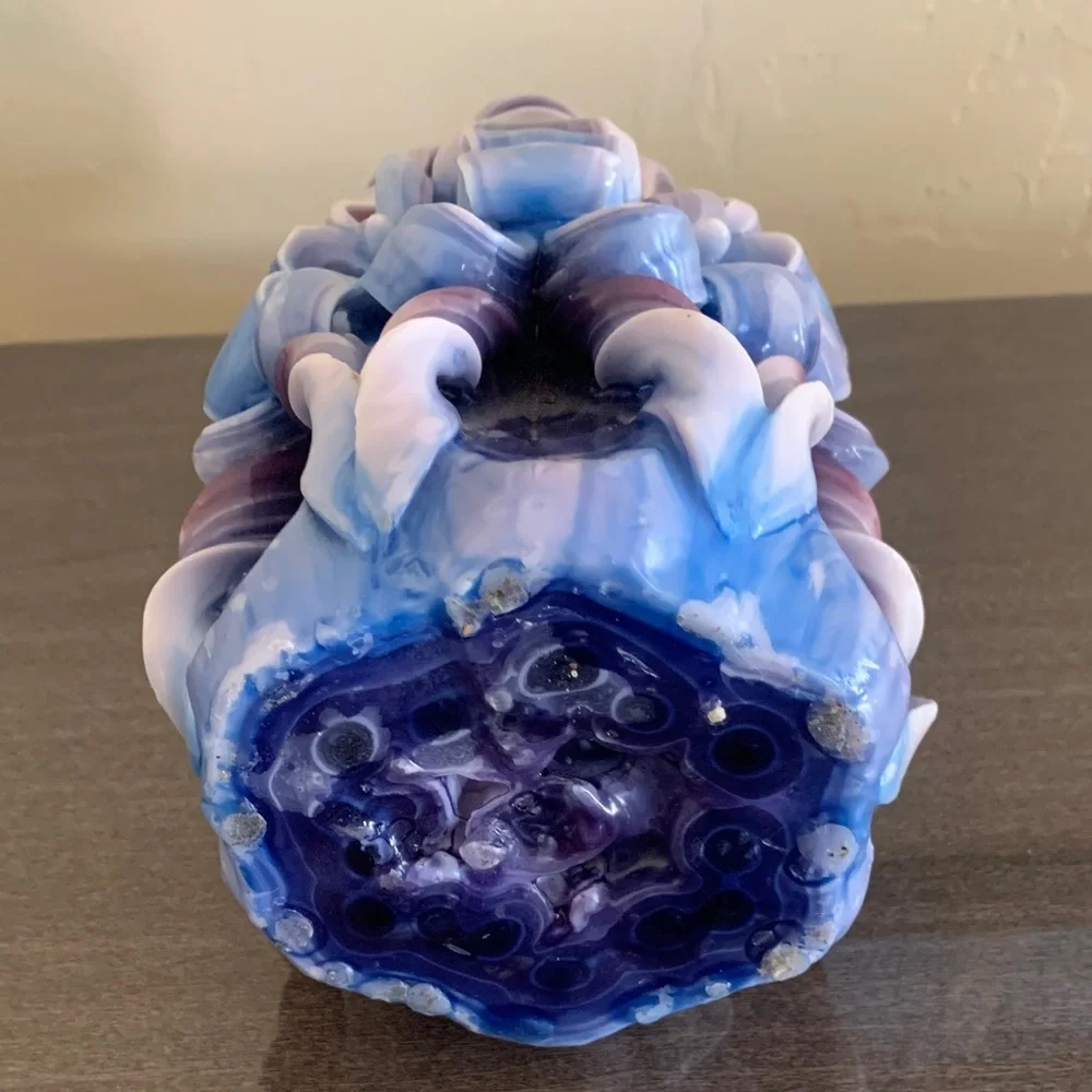 Hand Carved Ribbon Swirled Layered Wax 7” Candle Vintage